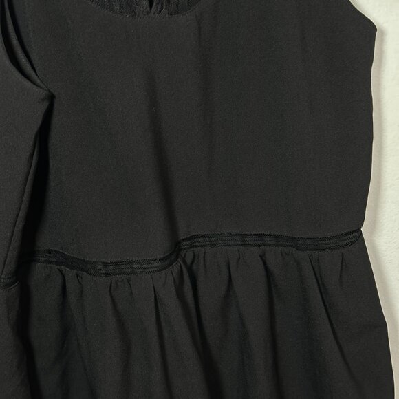 BCBG Lace-Back High Neck Sleeveless Peplum Top – Black (Size S) - Picture 6 of 7